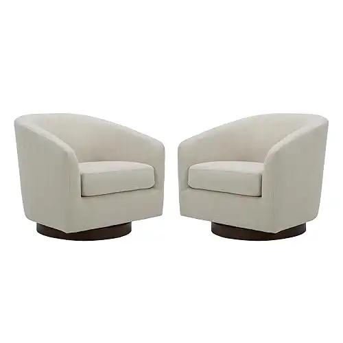CHITA Swivel Accent Chair, FSC Certified Upholstered Fabric Barrel Chair for Living Room Set of 2, Fully Assembled, Linen