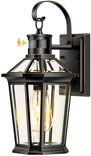 VIANIS Motion Sensor Outdoor Wall Lantern, Dusk to Dawn Outdoor Porch Light, 100% Anti-Rust Aluminum Waterproof Exterior Light Fixture, Modern Outside Wall Sconce Coach Lantern for Garage House