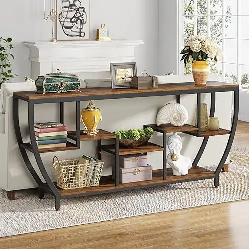 Tribesigns 70.9 Inch Long Sofa Table with Shelves, Rustic Console Table with Storage, Industrial Entryway Table TV Stand, Behind Couch Table Accent Tables for Living Room, Hallway, Foyer