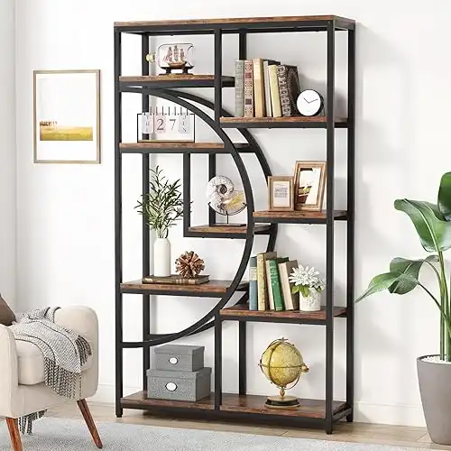 Tribesigns Bookshelf Industrial 5 Tier Etagere Bookcase, Freestanding Tall Bookshelves Display Shelf Storage Organizer with 9-Open Storage Shelf for Living Room, Bedroom