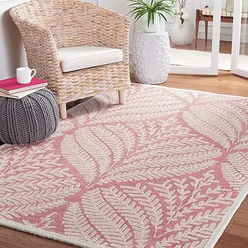 SAFAVIEH Capri Collection Area Rug - 5' x 8', Pink & Ivory, Handmade Wool, Ideal for High Traffic Areas in Living Room, Bedroom (CPR208R)